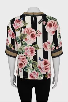 Silk blouse in floral print