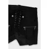 Leather lace-up shorts with tag