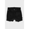 Leather lace-up shorts with tag