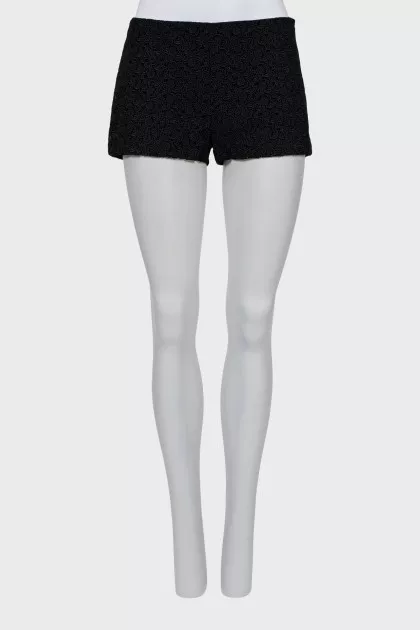 Straight-fit guipure shorts