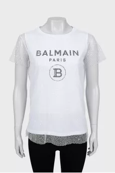 Mesh T-shirt with brand logo