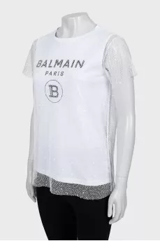 Mesh T-shirt with brand logo