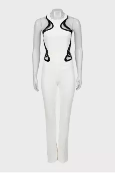 Jumpsuit with contrasting inserts, with tag