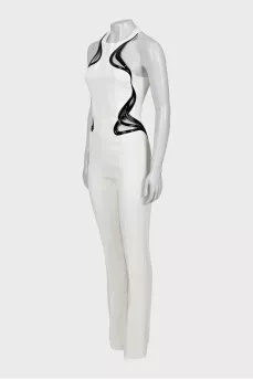 Jumpsuit with contrasting inserts, with tag