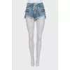 Raw hem lace-up shorts