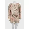 Printed mini shorts suit