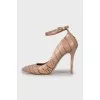 Stiletto heels with embossed leather