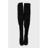 Suede over the knee boots with a figured wedge