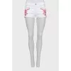 Mini denim shorts with embroidery