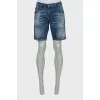 Men's denim shorts with distressed effect