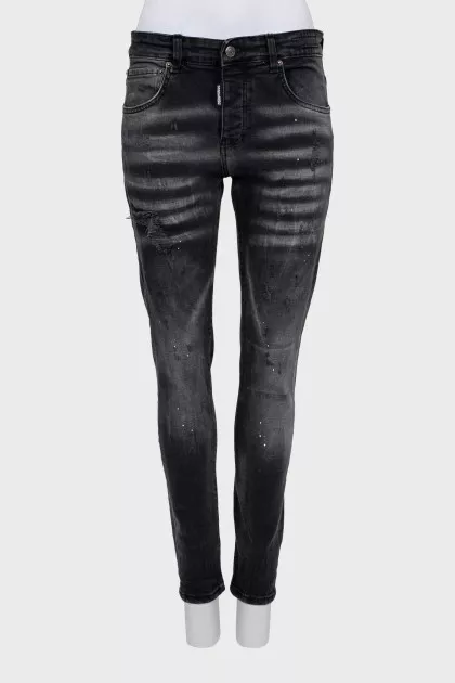 Gray distressed jeans
