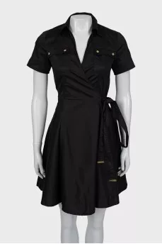 Wrap dress with gold fittings