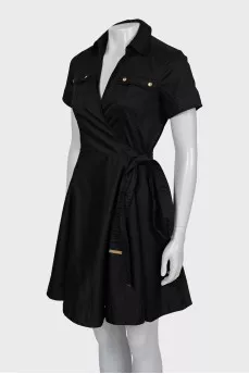 Wrap dress with gold fittings