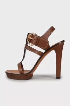 Brown leather sandals