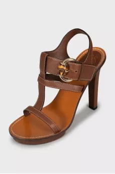 Brown leather sandals