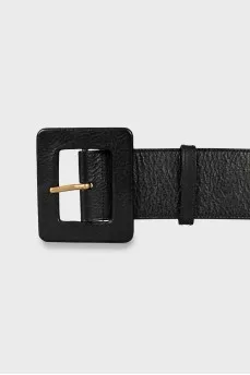 Wide black leather belt