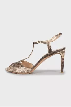 Animal print stiletto sandals