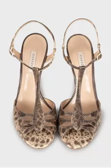 Animal print stiletto sandals