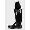 Rubber boots with knitted upper