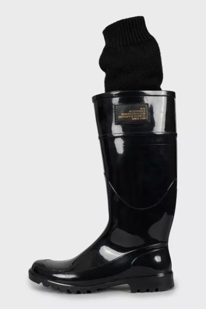 Rubber boots with knitted upper