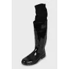 Rubber boots with knitted upper