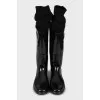 Rubber boots with knitted upper