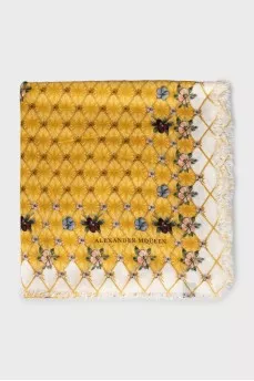 Floral fringed scarf