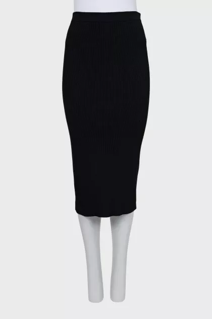 Black ribbed midi skirt