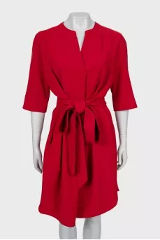 Dress with a red belt