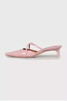 Leather mules with almond toe