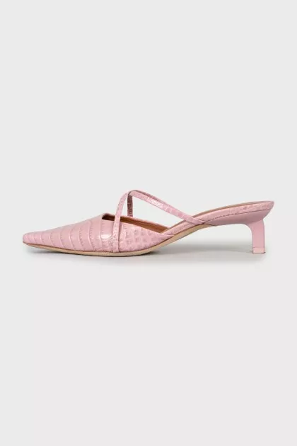 Leather mules with almond toe