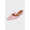 Leather mules with almond toe