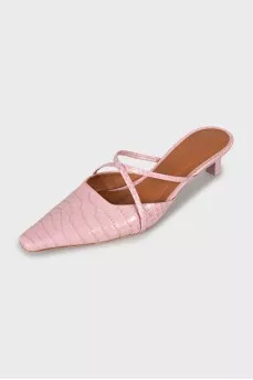 Leather mules with almond toe