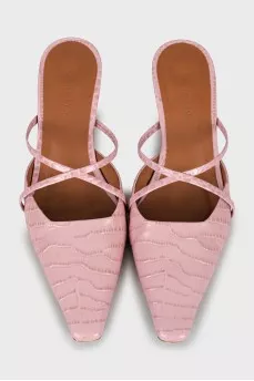 Leather mules with almond toe