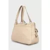 Leather tote bag with patch pockets