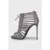 Silver lace-up sandals
