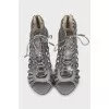 Silver lace-up sandals