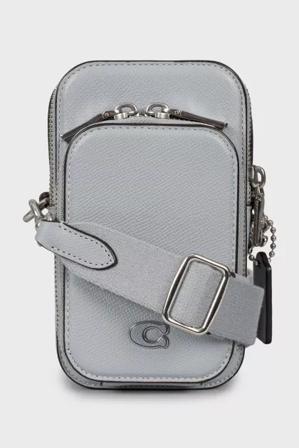 Leather bag with textile strap
