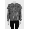Black and white printed blouse with ruffles