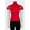 Knitted T-shirt with high neck