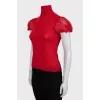 Knitted T-shirt with high neck