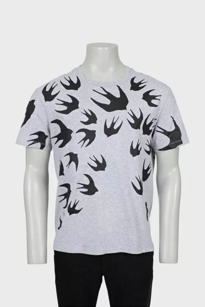 Men's gray T-shirt with print