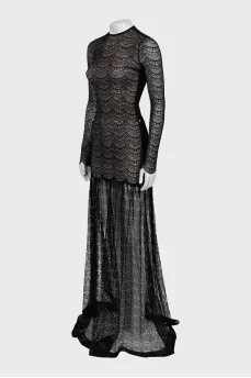 Guipure dress with long sleeves