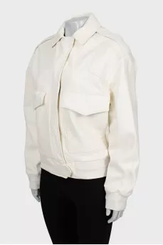 White leather jacket with patch pockets
