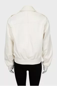 White leather jacket with patch pockets