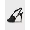 Stiletto sandals with embossed leather