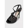 Stiletto sandals with embossed leather