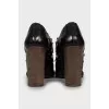 Leather ankle boots with wooden heels