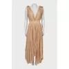 Pleated dress with accent shoulders