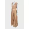 Pleated dress with accent shoulders